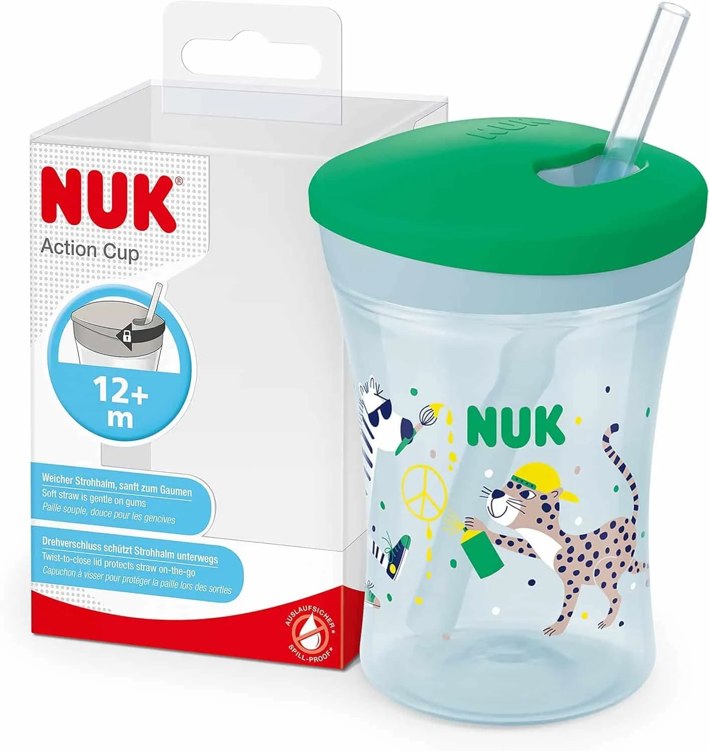 NUK Evolution Action cup, Чаша със сламка, 12+ месеца, 230 мл