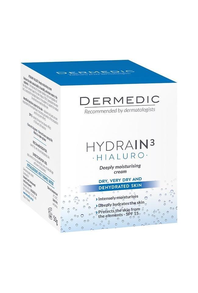 Dermedic HYDRAIN3 HIALURO ДЪЛБОКО ХИДРАТИРАЩ КРЕМ SPF15, 50 ГР.