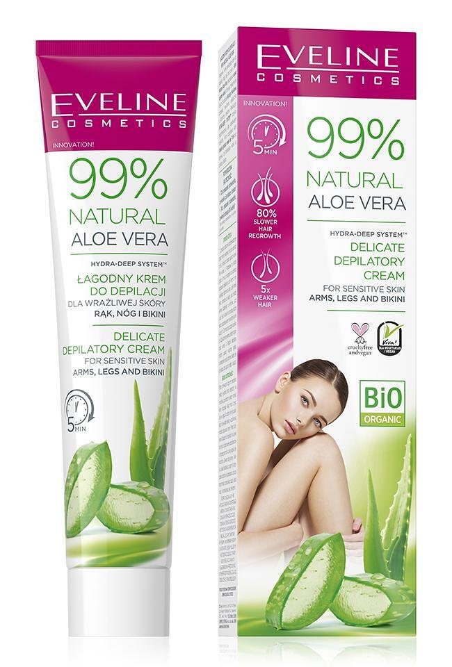 Eveline 99% NATURAL ALOE VERA ДЕПИЛИРАЩ КРЕМ ЗА РЪЦЕ, КРАКА И БИКИНИ ЗОНА, 125 МЛ